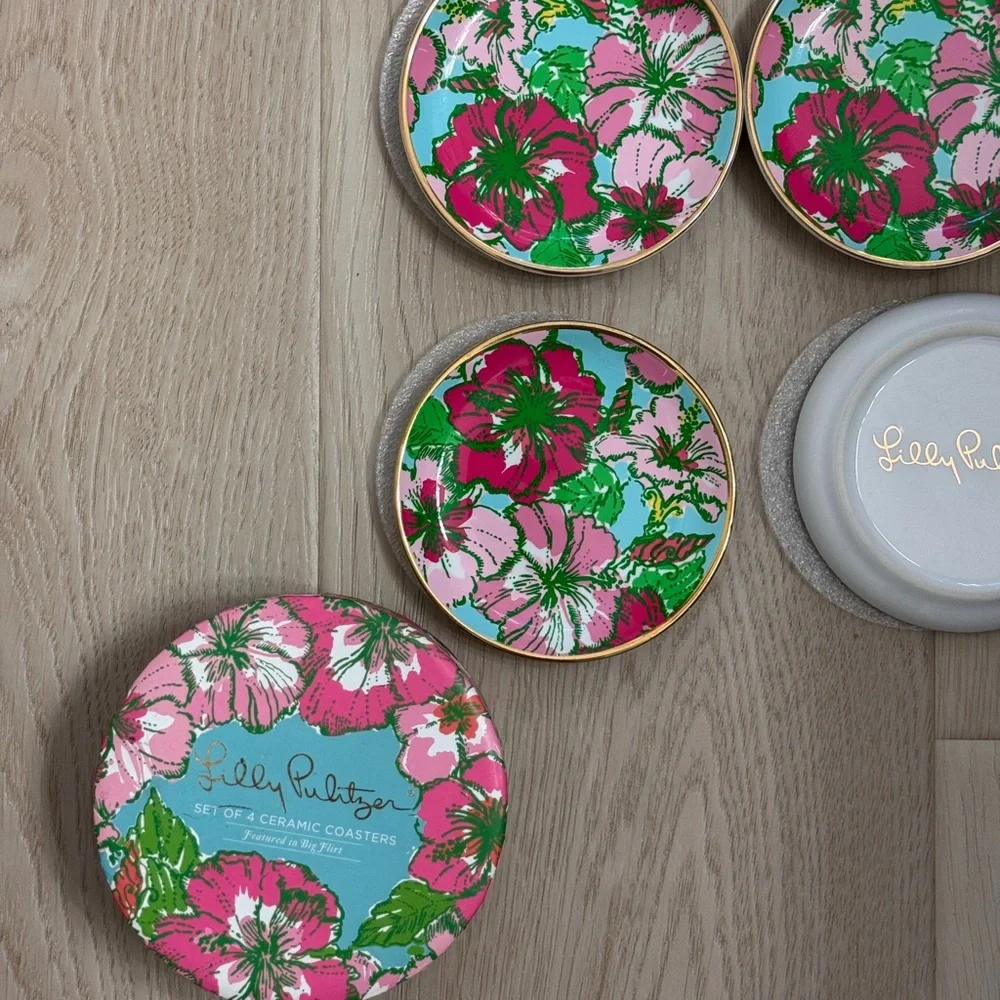 Lilly Pulitzer Ceramic Coaster Set in Big Flirt NWT / NIB
